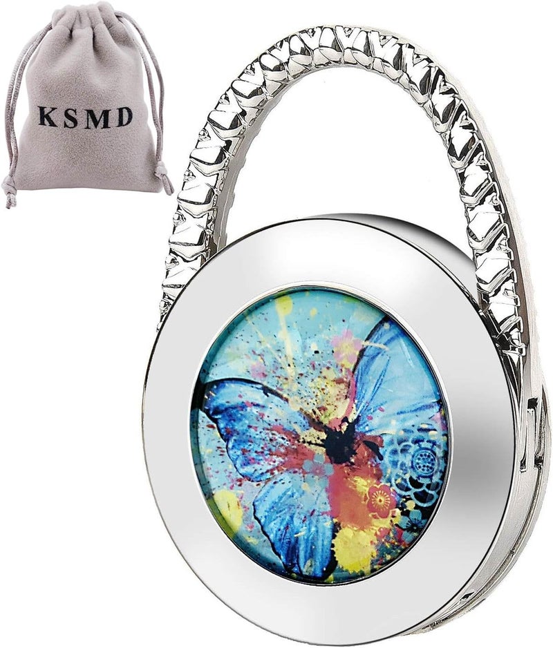 KSMD Purse Hooks for Table and Bars, Portable Purse Hanger Organizers Handbag Holder Pocketbook Holder Bag Storage for Desk, Foldable Folding Table Hook Hanger (Butterfly 01) - Image 1